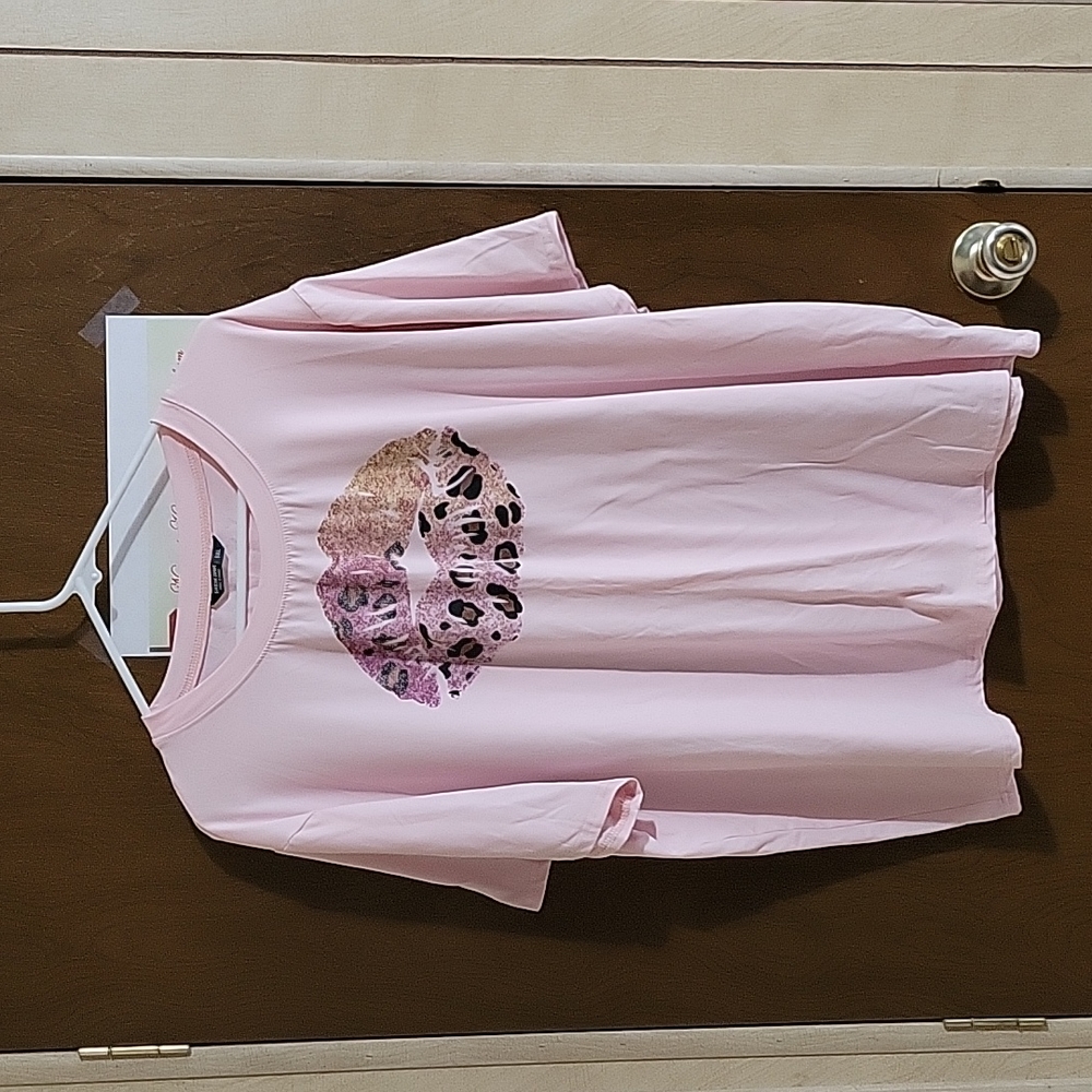 Pink Cheetah Lips T-shirt 5x